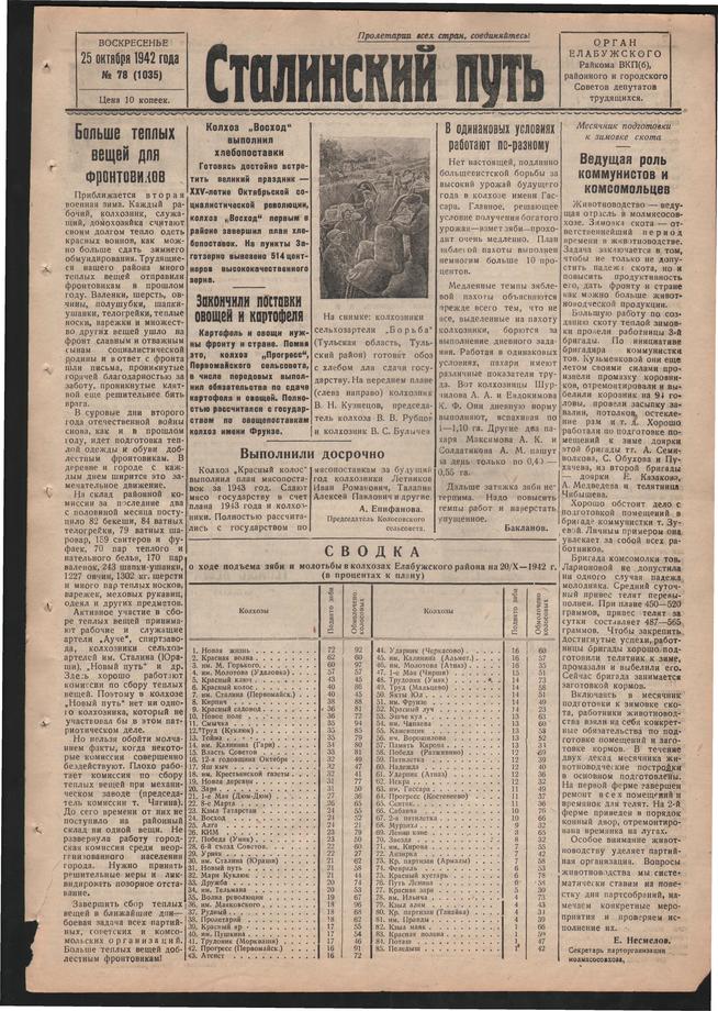 Стал.путь. №78, стр.1, 25.10.1942::Подшивка газеты «Сталинский путь» за 1942 год g2id105042