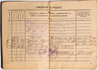 Трудовая книжка Фирсова А.Р. с записями  о работе до призыва в РККА 12 сентября 1941
