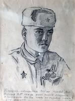 Рисунок. Усманов М.У. Разведчик рядовой Сабанов. 1943