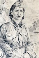 Рисунок. Усманов М.У. Военврач 3-го ранга. 1943