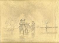 Ряховский Ю.В. Минометная рота меняет позицию. 1943 г. Бумага, карандаш.   