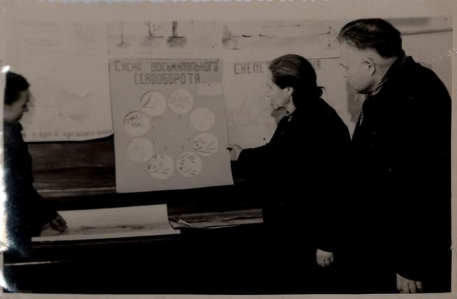 Фото. Даутов М.И. - учитель географии Исенбаевской средней школы и Ягутова - учитель биологии Красноборской средней школы. 1955 ::Музей истории села Исенбаево  g2id23659