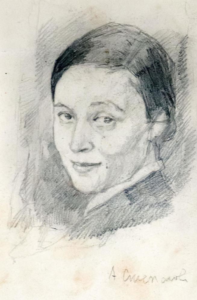Нестеров И.А. Портрет А.О. Степановой - жены А. Фадеева, актрисы МХАТа.  Чистополь. 1942. Бумага, карандаш::Мемориальный музей Б.Л. Пастернака g2id12283