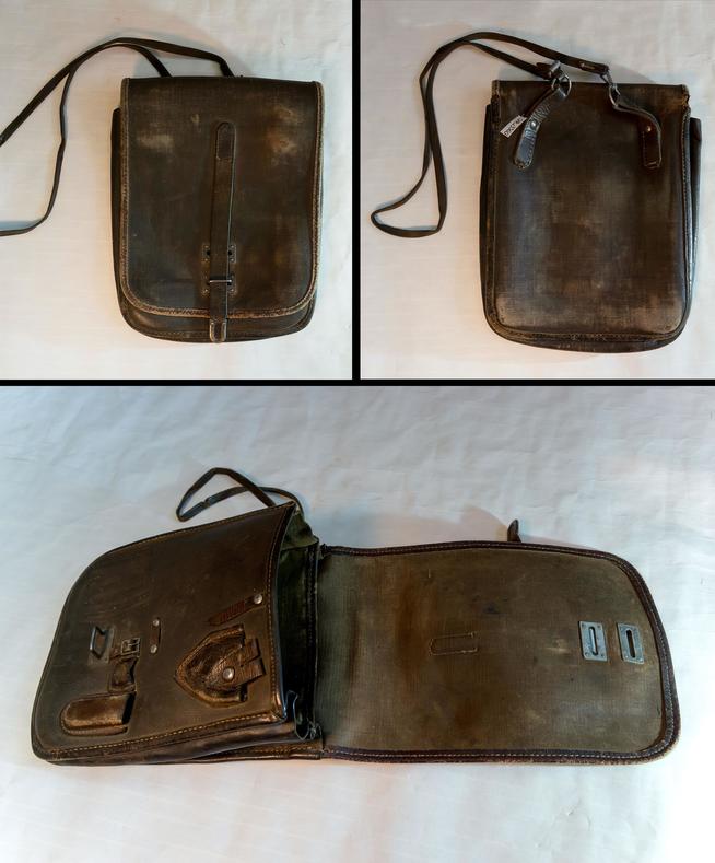 Полевая сумка. СССР. 1941-1945. Кожа.( вид спереди, сзади и в открытом состоянии)::Музей историко-культурного наследия g2id13070