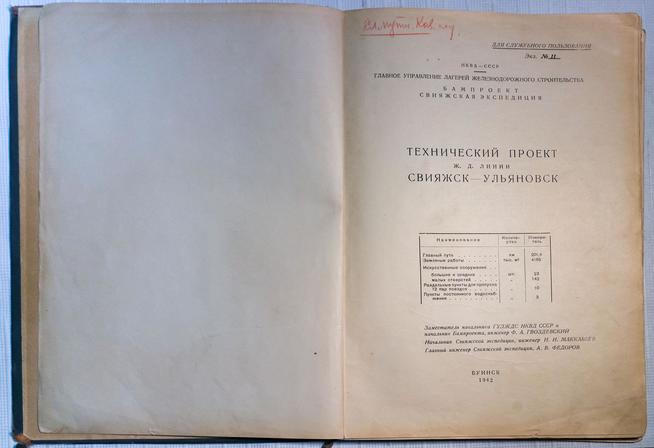 Альбом.Тенический проект железно-дорожной линии Свияжск-Ульяновск. Буинск. 1942::МБУ «Буинский краеведческий музей» Буинского муниципального района Республики Татарстан g2id14308