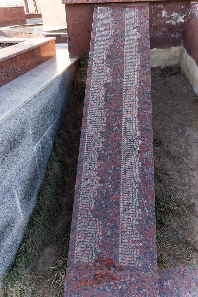 Мемориальные таблички с фамилиями павших воинов вокруг стелы мемориального комплекса в парке им. Р.Петрова.2014::Музей боевой и трудовой славы "Заречье" Казанского порохового завода g2id42745