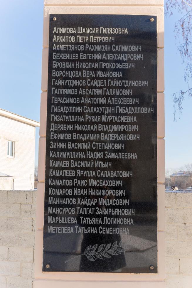 Мраморная плита с фамилиями участников Великой Отечественной войны. 2014::Музей истории ОАО "Татхимфармпрепараты" g2id42855