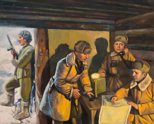 Картина. Мифтахов Н. ʺБоевое заданиеʺ.  Холст, масло.::Музей истории ОАО "Завод Элекон" g2id43121