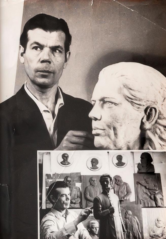 Фото. Художник Н .Мифтахов за работой. 1980-е::Музей истории ОАО "Завод Элекон" g2id43205