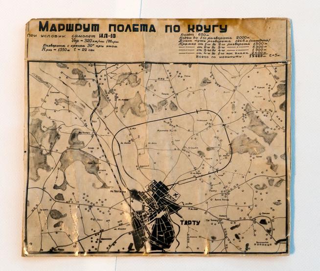 Карта полета по кругу Рыжова М.И. (1922-?), Героя Советского Союза. 1940-е годы::МБУ «Рыбно-Слободский краеведческий музей» g2id7803
