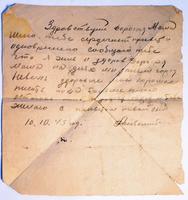 Письмо Вагина А.П. (1916-?), участника Великой Отечественной войны, матере А.И. Вагиной. 10 октября 1943 года