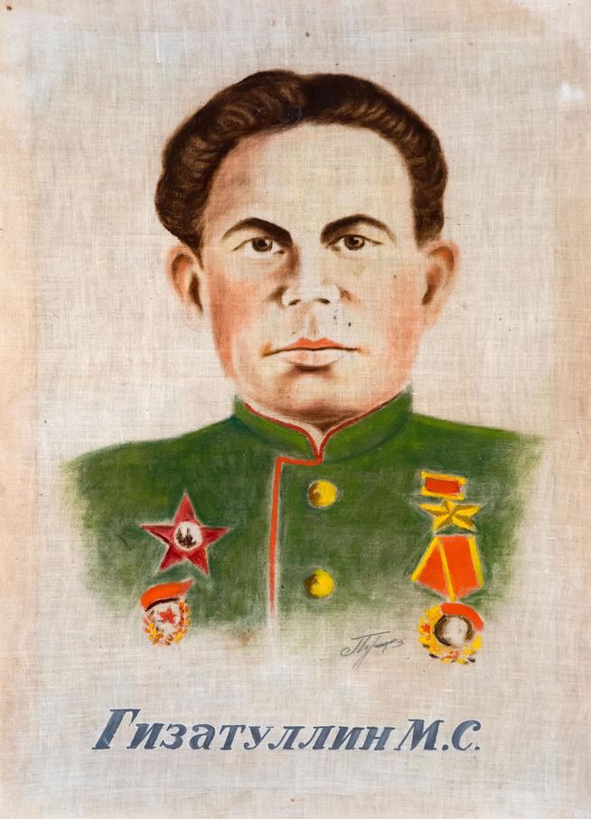 Картина. Гизатуллин М.С. (1925-1993) - Герой Советского Союза. Рыбно-Слободский район. 1985. Холст, акварель::МБУ «Рыбно-Слободский краеведческий музей» g2id8247