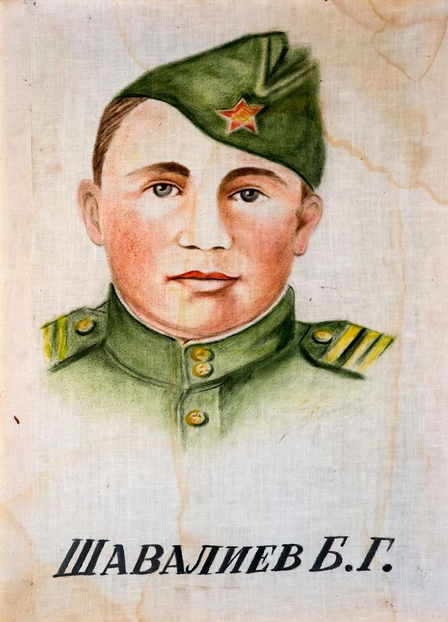 Картина. Шавалиев Б.Г. (1925-1944) - Герой Великой Отечественной войны. Рыбно-Слободский район. 1985. Холст, акварель::МБУ «Рыбно-Слободский краеведческий музей» g2id8255