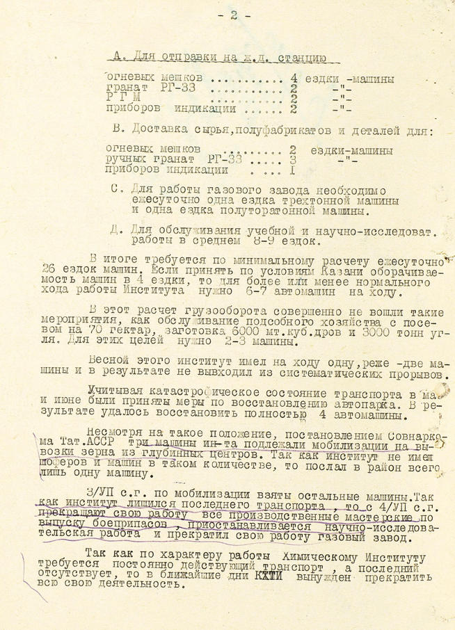 Докладная записка Казанского химико-технологического института в Татарский обком ВКП(б). 3 июля 1942 года:: Центральный государственной архив историко-политической документации Республики Татарстан (ЦГА ИПД РТ) g2id91471