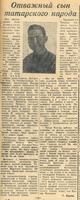 Статья «Отважный сын  татарского народа