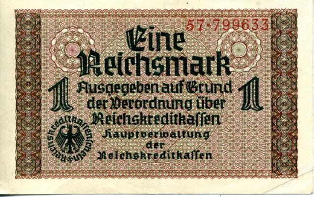 Денежный знак. 1 рейхсмарка. Германия. 1940 (лицевая сторона)::Боны g2id95619