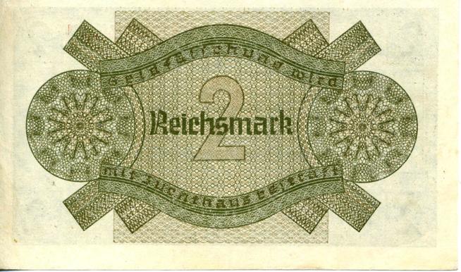 Денежный знак. 2 рейхсмарки. Германия. 1940 (оборотная сторона)::Боны g2id95644