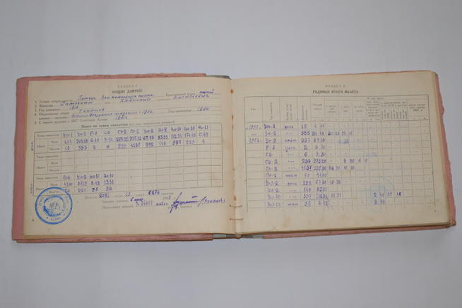 Страницы летной книжки Героя Советского Союза Самочкина А.В. с общими сведениями о налетах  на разных типах самолетов 1937-1952::Фото для статей предоставлены МБУ «Буинский краеведческий музей» g2id96684