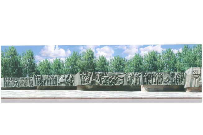 Фото. Монументально-барельефный комплекс кировчанам в парке им. Р.Петрова::Музей боевой и трудовой славы "Заречье" Казанского порохового завода g2id98103