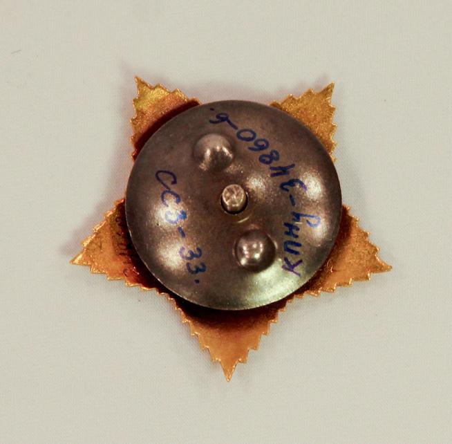 Орден Суворова 2-й степени Сафиуллина Г.Б. - Героя Советского Союза.СССР.1940-е. Золото,серебро,металл (гайка),штамповка,эмаль.::Награды g2id98932