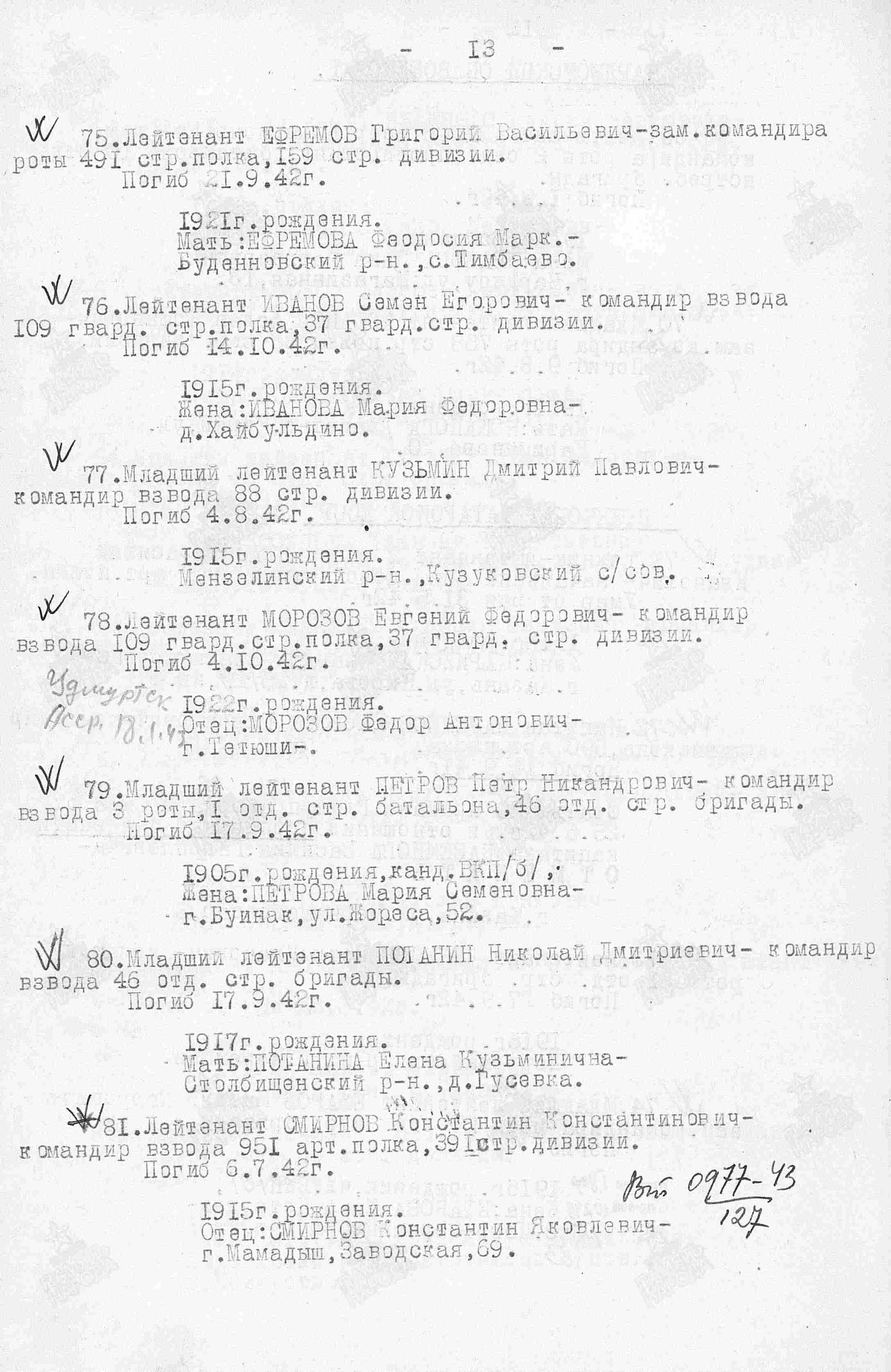 список погибших