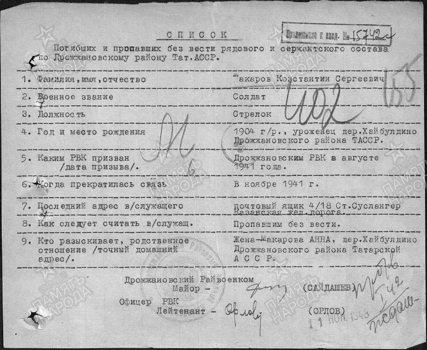 список погибших