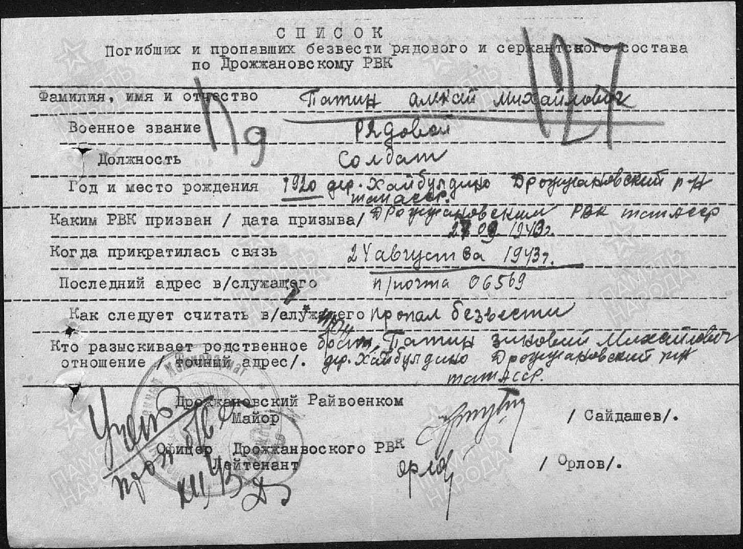 список погибших